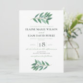 Waterverf Foliage Greenery Wedding Kaart (Staand voorkant)