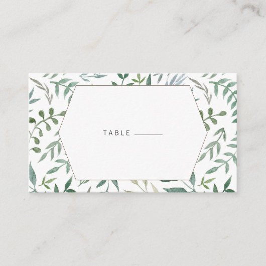 Waterverf Foliage Greenery Wedding Plaatskaartje (Voorkant)