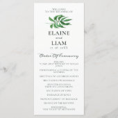 Waterverf Foliage Greenery Wedding Programs Programmakaart (Voorkant)