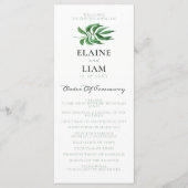 Waterverf Foliage Greenery Wedding Programs Programmakaart (Voorkant)