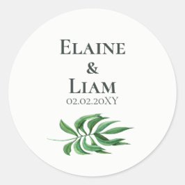 Waterverf Foliage Greenery Wedding Ronde Sticker