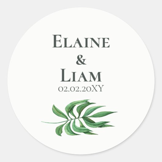 Waterverf Foliage Greenery Wedding Ronde Sticker (Voorkant)