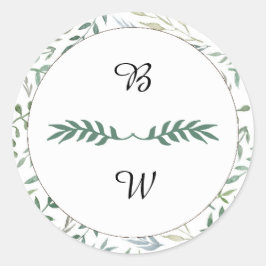 Waterverf Foliage Greenery Wedding Ronde Sticker