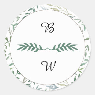 Waterverf Foliage Greenery Wedding Ronde Sticker