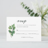 Waterverf Foliage Greenery Wedding RSVP Kaartje (Staand voorkant)