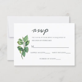 Waterverf Foliage Greenery Wedding RSVP Kaartje