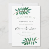 Waterverf Foliage Greenery Wedding Save The Date (Voorkant)