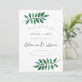 Waterverf Foliage Greenery Wedding Save The Date (Staand voorkant)