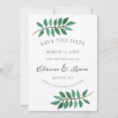 Waterverf Foliage Greenery Wedding Save The Date (Voorkant)