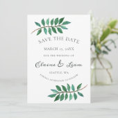 Waterverf Foliage Greenery Wedding Save The Date (Staand voorkant)