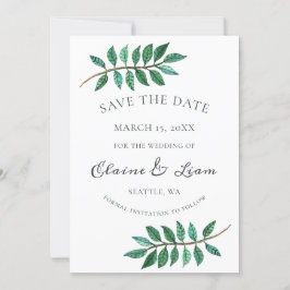 Waterverf Foliage Greenery Wedding Save The Date