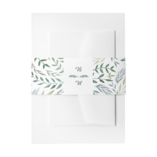 Waterverf Foliage Greenery Wedding Uitnodigingen Wikkel