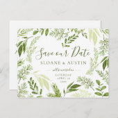 Waterverf Foliage Heart Botanical Save the Date Aankondigingskaart (Voorkant / Achterkant)