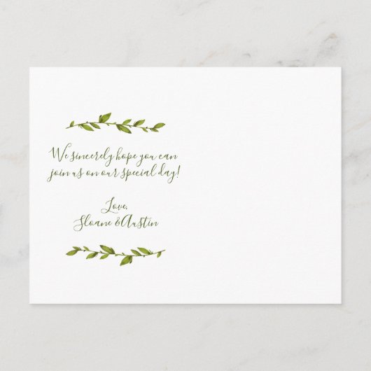 Waterverf Foliage Heart Botanical Save the Date Aankondigingskaart (Achterkant)