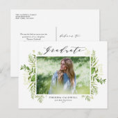 Waterverf Foliage Horizontale Foto Afstuderen Aankondigingskaart (Voorkant / Achterkant)