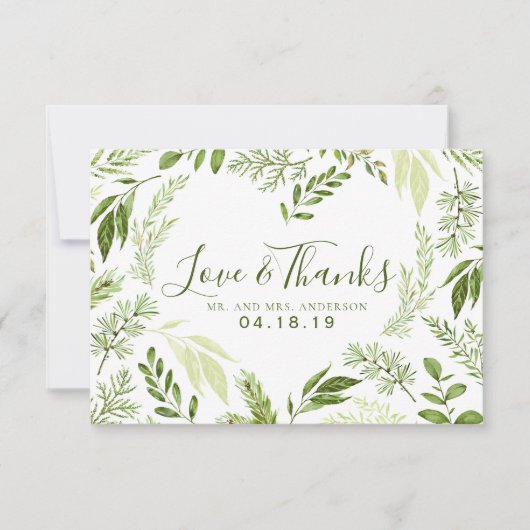 Waterverf Foliage Liefde en Bedankt bruiloft (Voorkant)