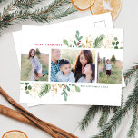 Waterverf Foliage Multi-Photo Lijst Vakantie Kaart<br><div class="desc">Dit mooie vakantie foto briefkaart beschikt over een prachtig lijst van waterverf botanicals en de begroeting "VROLIJK KERSTFEEST". De begroeting op de voorkant is volledig aanpasbaar, zodat u het kunt wijzigen naar alles wat u wilt. Het ontwerp is eenvoudig maar elegant. Op de voorkant van de kaart is ruimte voor...</div>
