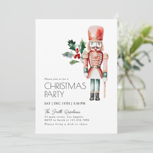 Waterverf Foliage Notenkraker Kerstfeest Kaart (Staand voorkant)