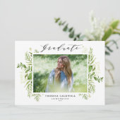 Waterverf Foliage Photo Afstuderen Kaart (Staand voorkant)