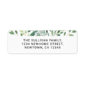 Waterverf Foliage Return-adres Etiket (Voorkant)