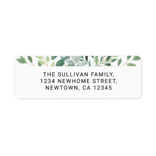 Waterverf Foliage Return-adres Etiket (Voorkant)