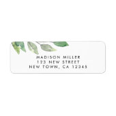 Waterverf Foliage Return-adres Etiket (Voorkant)