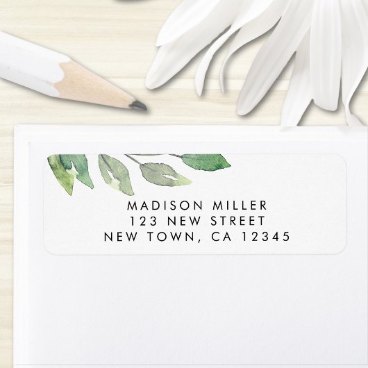 Waterverf Foliage Return-adres Etiket