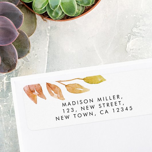 Waterverf Foliage Return-adres Etiket