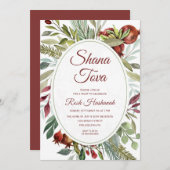 WATERVERF FOLIAGE ROSH HASHANAH FEAST INVITE FEESTDAGENKAART (Voorkant / Achterkant)