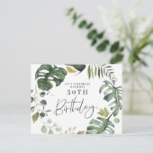 Waterverf foliage Uitnodiging voor 30e verjaardag (Staand voorkant)