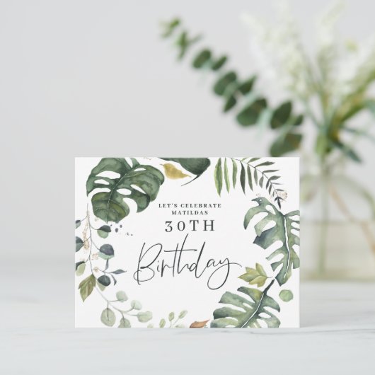 Waterverf foliage Uitnodiging voor 30e verjaardag (Staand voorkant)