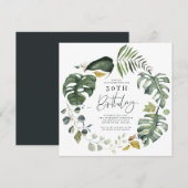 Waterverf foliage Uitnodiging voor 30e verjaardag (Voorkant / Achterkant)