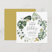 Waterverf foliage Uitnodiging voor 30e verjaardag (Voorkant / Achterkant)