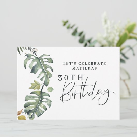 Waterverf foliage Uitnodiging voor 30e verjaardag (Staand voorkant)