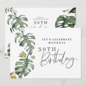 Waterverf foliage Uitnodiging voor 30e verjaardag (Voorkant / Achterkant)