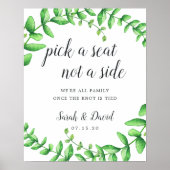 Waterverf Foliage Wedding Ceremony Seating Poster (Voorkant)