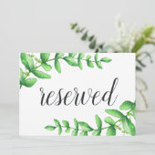Waterverf Foliage Wedding Gereserveerd Sign Kaart (Staand voorkant)