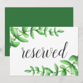 Waterverf Foliage Wedding Gereserveerd Sign Kaart (Voorkant / Achterkant)