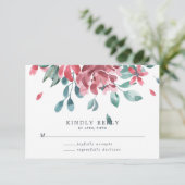 Waterverf Foliage Wedding RSVP Kaartje (Staand voorkant)