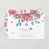 Waterverf Foliage Wedding RSVP Kaartje (Voorkant / Achterkant)