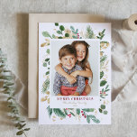 Waterverf & Folie Wintergroen Foto Kerst Feestdagen Kaart<br><div class="desc">Vier het seizoen met onze aanpasbare kerstkaart, prachtig ontworpen met waterverf wintergroen en faux gouden folie accenten. Deze kerstkaart biedt een elegante en gepersonaliseerde touch aan uw vakantie groeten. Perfect voor gezinnen, koppels of vrienden, voeg uw favoriete foto en een aangepast bericht toe. Of u nu wensen stuurt naar familie,...</div>