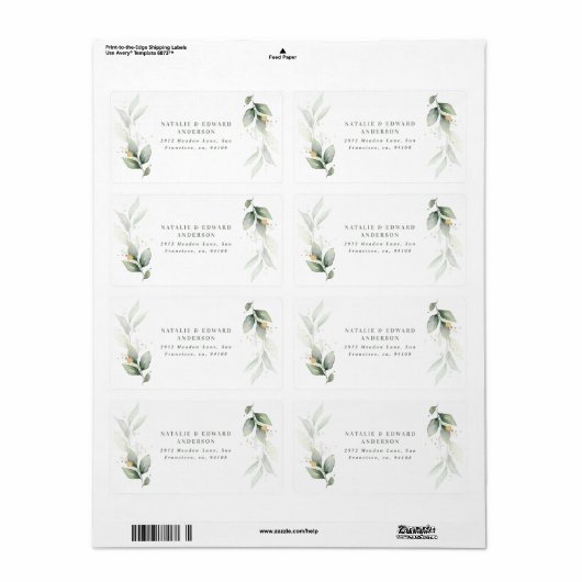 Waterverf foliën, metaalgoud, moderne etiket (Full Sheet)