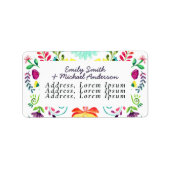 Waterverf Folk Art Bloem Adreslabels Etiket (Voorkant)