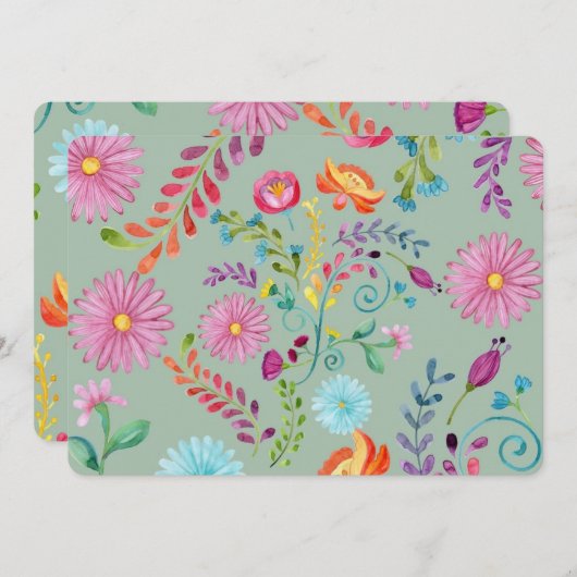 Waterverf Folk Flowers -  (Voorkant / Achterkant)