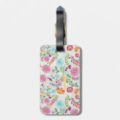 Waterverf Folk Flowers -  Bagagelabel (Achterkant verticaal)