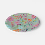 Waterverf Folk Flowers -  Papieren Bordje (Gekanteld)