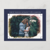 Waterverf Fontein bij nacht Foto Save The Date Aankondigingskaart (Achterkant)