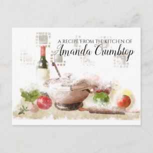 Waterverf Food Wine Prep Gepersonaliseerde Recepte Briefkaart
