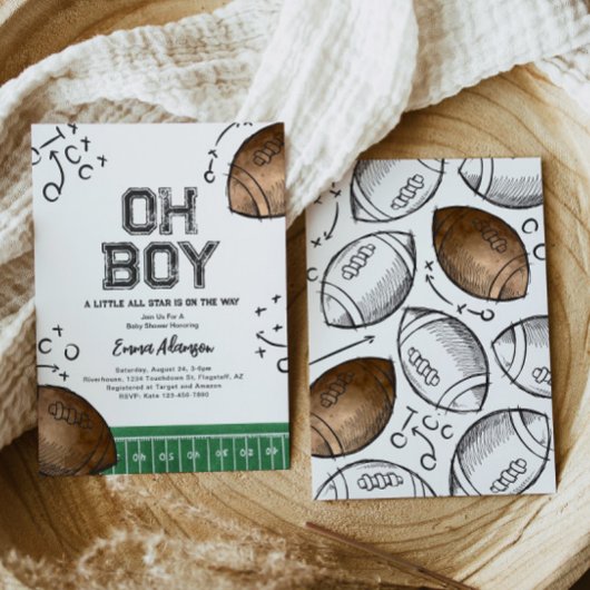 Waterverf Football Baby Douche Uitnodigingen