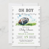 Waterverf Football Baby shower Uitnodiging (Voorkant)